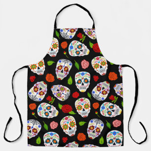 Tablier Dia Los Muertos : motif crâne à sucre.