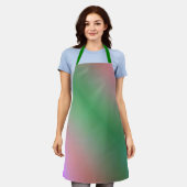 Tablier Diagonale verte et rose (Porté)