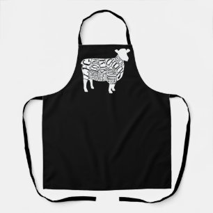 Tablier Diagramme de boucher découpes de viande horloge a