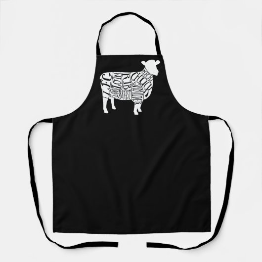 Tablier Diagramme de boucher découpes de viande horloge ag (Recto)