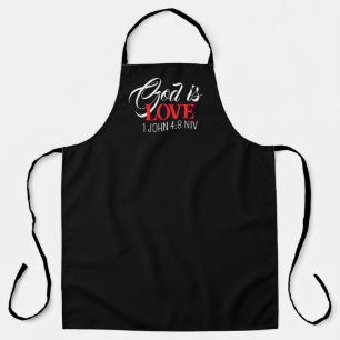 Tablier Dieu est Amour Bible Verset Noir et Rouge Foi