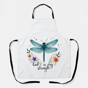 Tablier Dieu est ma force Floral Libellule T-Shirt Chrétie