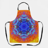 Tablier Digital Mandala bleu orange et jaune (Recto)