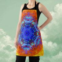 Digital Mandala bleu orange et jaune