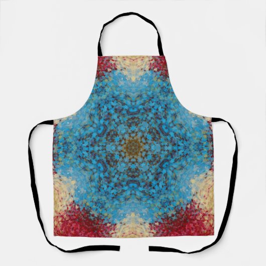 Tablier Digital Mandala bleu rouge et jaune (Recto)