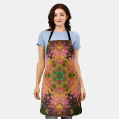 Tablier Digital Mandala rose jaune et vert (Porté)