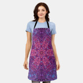 Tablier Digital Mandala rose violet et bleu (Porté)