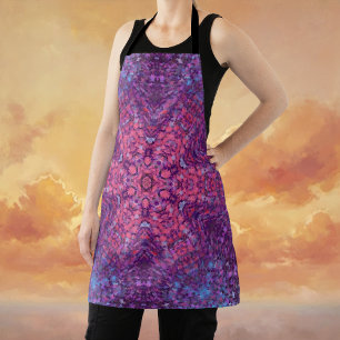 Tablier Digital Mandala rose violet et bleu