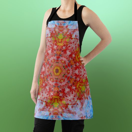 Tablier Digital Mandala rouge jaune et bleu