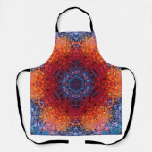Tablier Digital Mandala rouge orange et bleu (Recto)