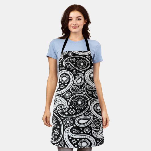 Tablier d'impression noir et blanc (Porté)