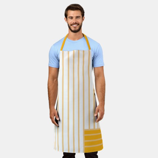 Tablier d'impression tout-en-dessus rayé jaune Dan (Porté)
