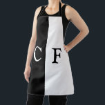 Tablier d'impression tout-en-un<br><div class="desc">Noir et blanc moitiés initiales personnalisées minimaliste simple design de texte.</div>