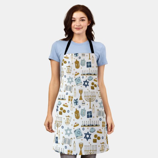 Tablier d'impression tout-en-un Hanoukka Doodles (Porté)