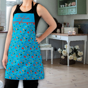 Tablier d'impression tout-en-un motif fleur sauvag