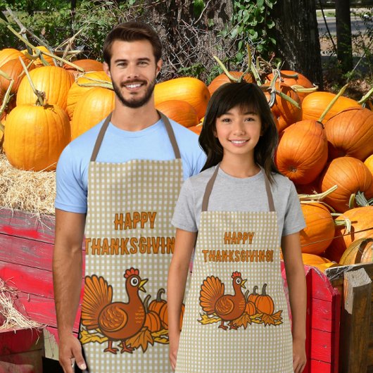 Tablier Dinde de campagne Citrouilles Joyeux Thanksgiving!