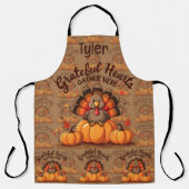 Tablier Dinde de Thanksgiving à Cœurs Reconnaissants (Recto)