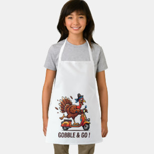 Tablier Dinde drôle à scooter pour la fête de Thanksgiving