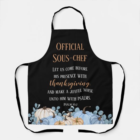 Tablier Dîner d'action de grâce Sous-chef d'aide Noir (Recto)