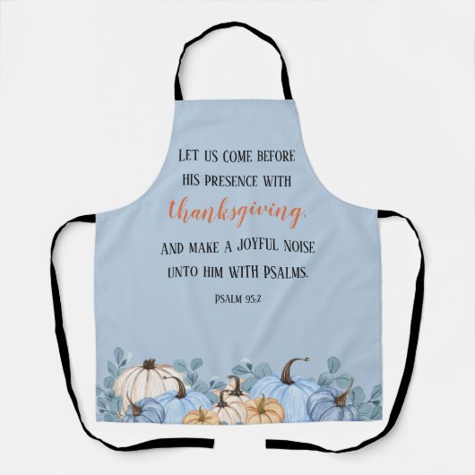 Tablier Dîner d'action de grâces Écriture bleu rustique (Recto)