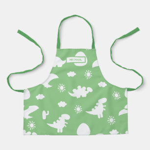 Tablier Dino Doodle Silhouettes Enfants Dinosaure Vert tab