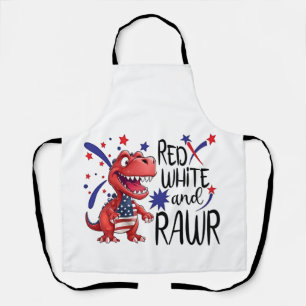 Tablier Dinosaure blanc rouge occidental