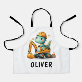 Tablier Dinosaure du travailleur mûre sur une excavatrice (Recto)