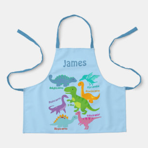 Tablier Dinosaure Pour Enfants Et Noms Bleu