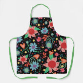 Tablier d'inspirivité florale noire Cuisine fille (Recto)