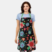 Tablier d'inspirivité florale noire Cuisine fille (Porté)