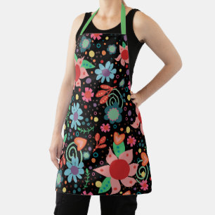 Tablier d'inspirivité florale noire Cuisine fille