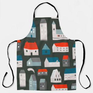 Tablier Diverses petites maisons minuscules. Style coupé e