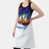 Tablier Diwali Diyas Blue Paint Lash (Insitu)