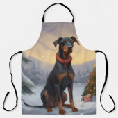 Tablier Doberman dans la neige Noël  (Recto)
