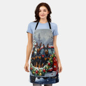 Tablier Doberman Pinscher Christmas Red Truck Holiday (Porté)