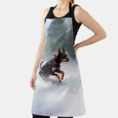 Tablier Doberman Pinscher neige de Noël hiver (Insitu)