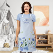 Tablier Dog Mom Elegant Floral Blue Personalized Apron