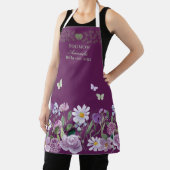 Tablier Dog Mom Elegant Floral Purple Personalized Apron (Insitu)
