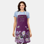 Tablier Dog Mom Elegant Floral Purple Personalized Apron (Porté)