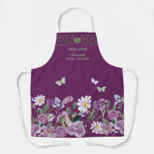 Tablier Dog Mom Elegant Floral Purple Personalized Apron (Recto)
