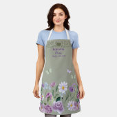 Tablier Dog Mom Elegant Floral Sage Personalized Apron (Porté)
