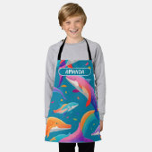 Tablier Dolphin Arc-en-ciel coloré Motif personnalisé (Porté)