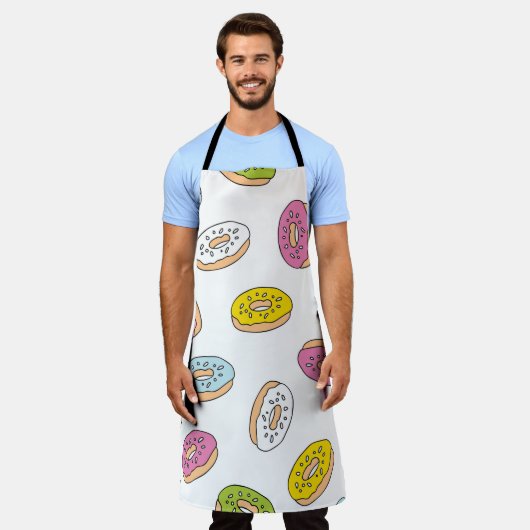 Tablier Doodle beiguts motif, design sans soudure. (Porté)