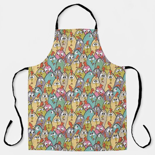 Tablier Doodle mignon poulets de dessin (Recto)
