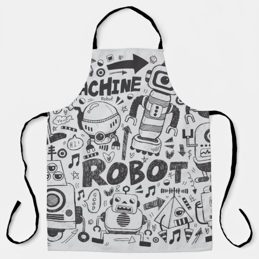 Tablier doodle robot element, illustrator line tools drawi (Recto)