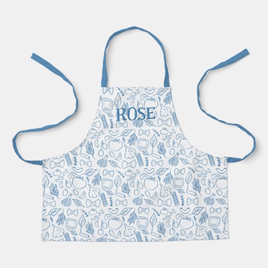 Tablier Doodles à nouilles bleues Pasta Chef Apron pour en (Recto)