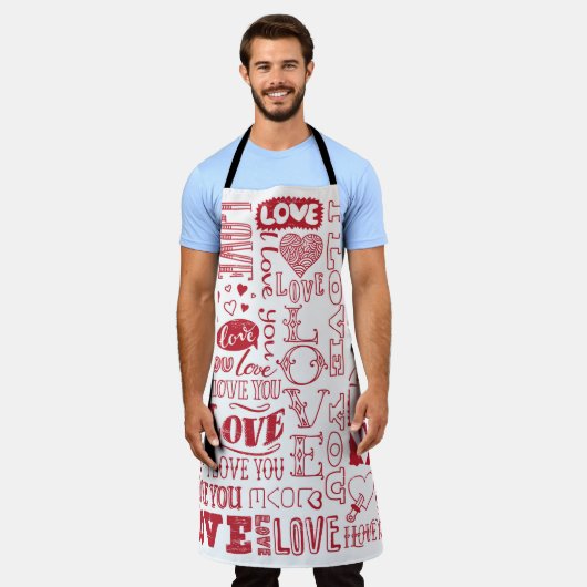 Tablier Doodles d'amour dessinés à la main  (Porté)