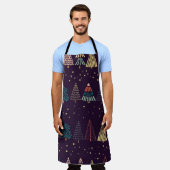 Tablier Doodles, étoiles, bleu foncé. (Porté)
