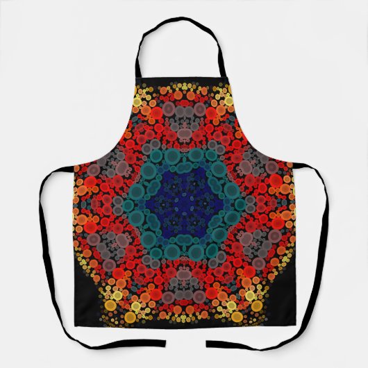 Tablier Dot Mandala Fleur Jaune Bleu et Rouge (Recto)