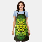 Tablier Dot Mandala Fleur Jaune et Vert (Porté)